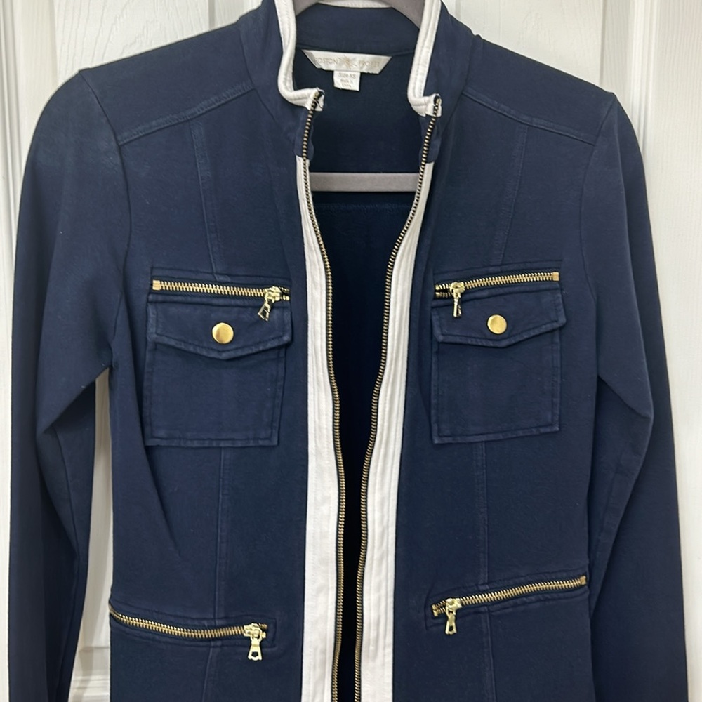 Boston Proper Size XS light jacket blue, white and golden sippers - Picture 6 of 7